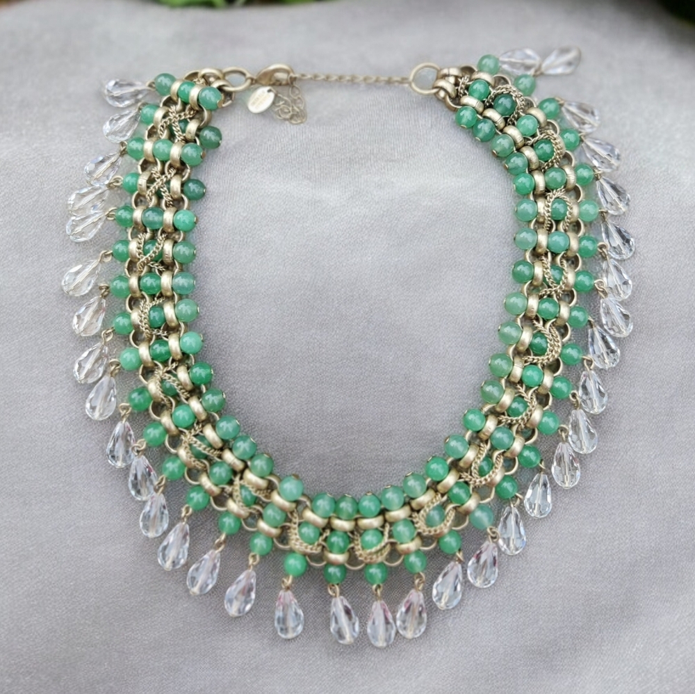 Designer Danielle Stevens Jade and Crystal necklace